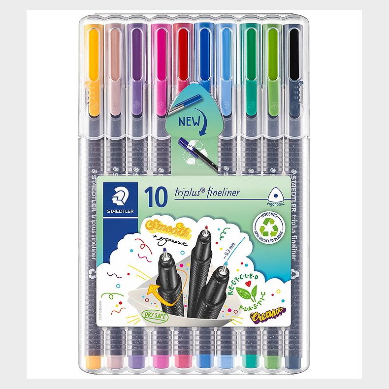 Staedtler Tuscher - 10 stk - Triplus Fineliner - 0,3 mm