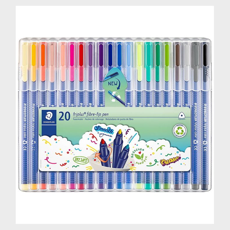 Staedtler Tuscher - 20 stk - Triplus Fibre-tip Pen - 1,0 mm
