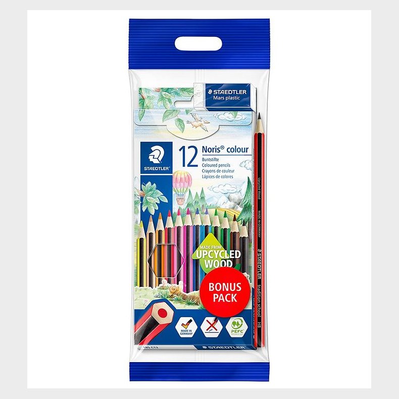 Staedtler Farveblyanter - Noris Upcycled Wood - Bonus Pack - 12+