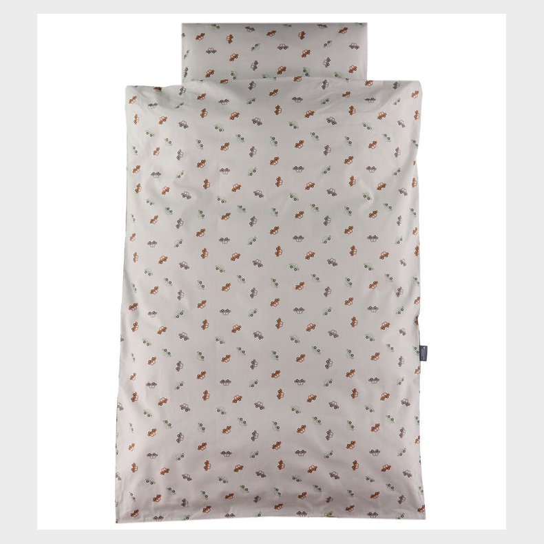 Nrgaard Madsens Sengetj - Junior - Beige m. Biler i Brndte Fa