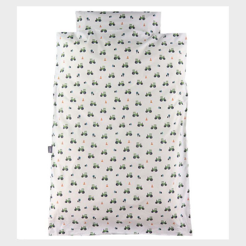 Nrgaard Madsens Sengetj - Junior - Hvid m. Grnne Traktorer