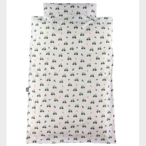 Nrgaard Madsens Sengetj - Voksen - Hvid m. Grnne Traktorer