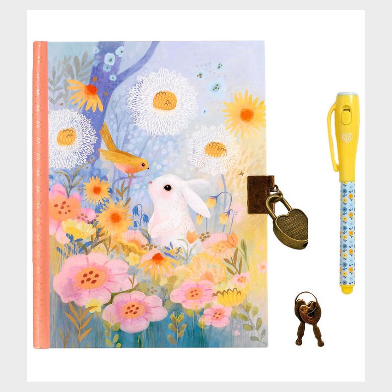 Djeco Dagbog m. L�s og Magisk Pen - Kendra Binney - Kanin/Blomst