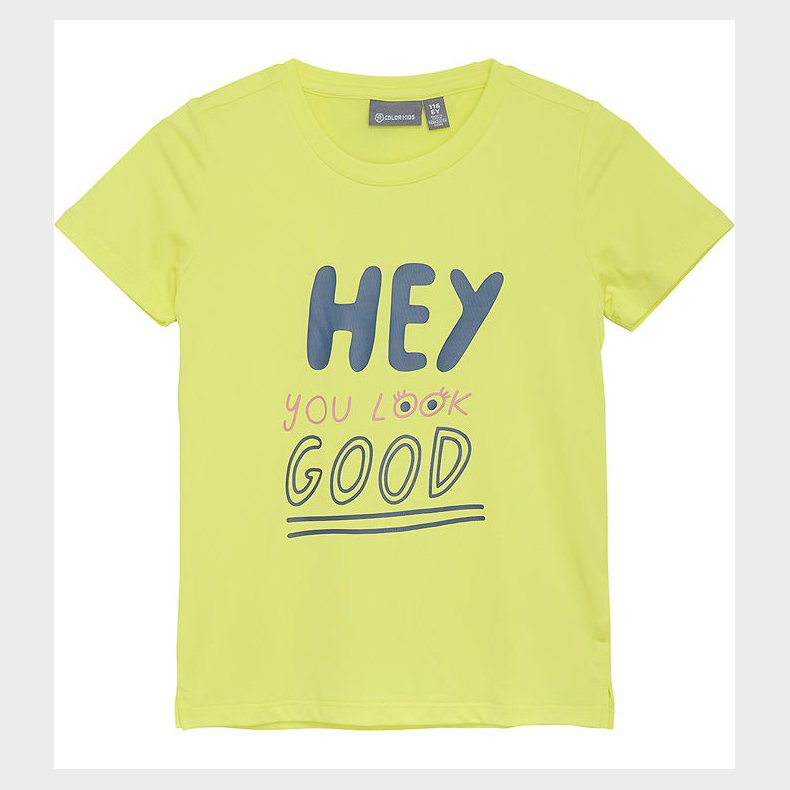 Color Kids T-shirt - Polyester - Limelight m. Tekst