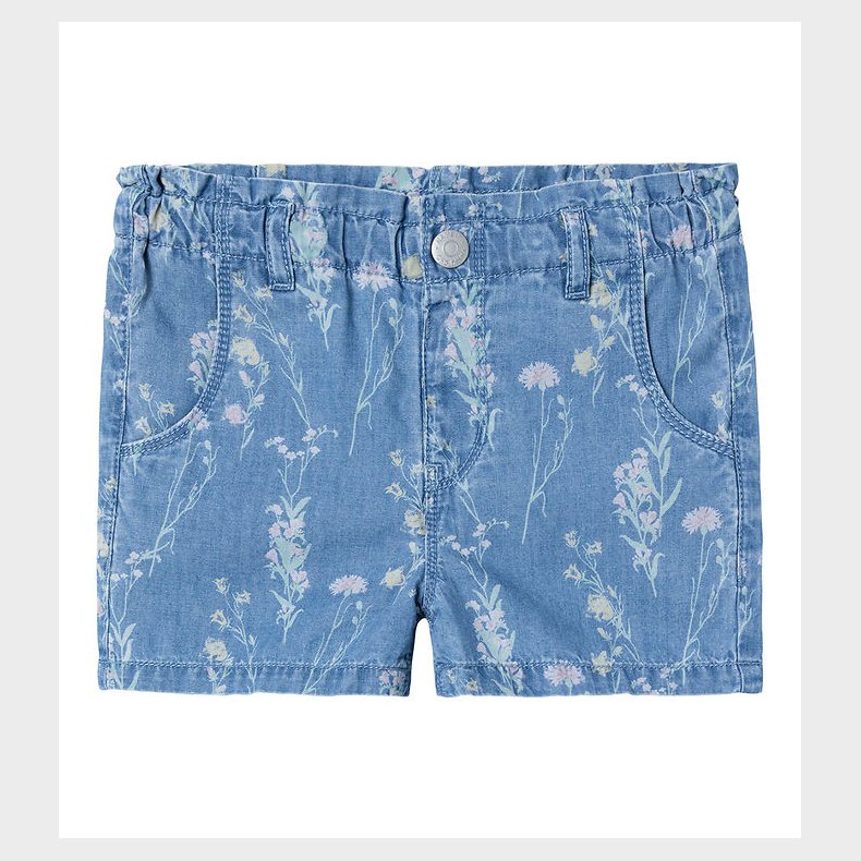 Name It Shorts - NmfBella - Medium Blue Denim m. Blomster