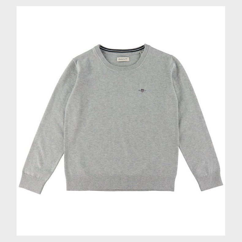 GANT Bluse - Strik - Shield Classic - Light Grey Melange