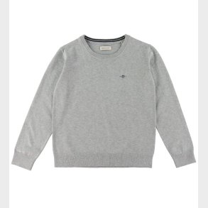 GANT Bluse - Strik - Shield Classic - Light Grey Melange