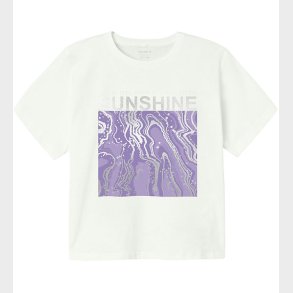 Name It T-shirt - Cropped - NkfJavase - Bright White/ Purple Ros