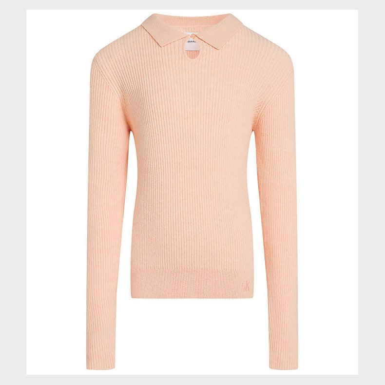 Calvin Klein Bluse - Strik - Rib - Polo Collar - Pink Sand