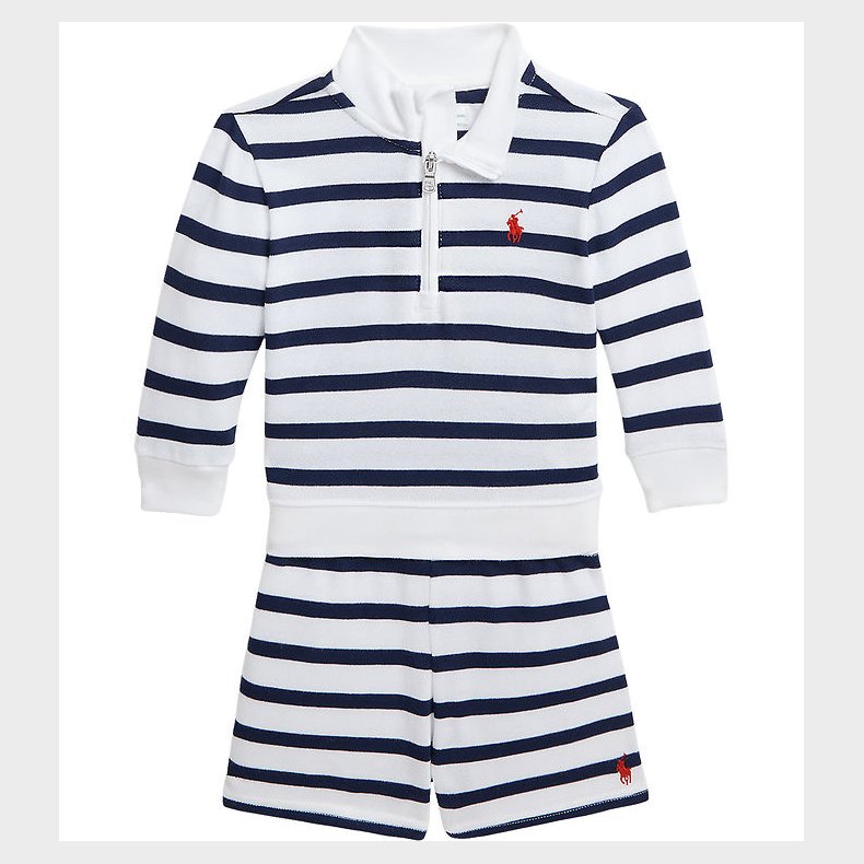 Polo Ralph Lauren Bluse/Shorts - Hvid/Navystribet