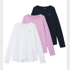 Name It Bluse - Noos - 3-pak - NkfVioline - Mrkebl/Rosa/Hvid