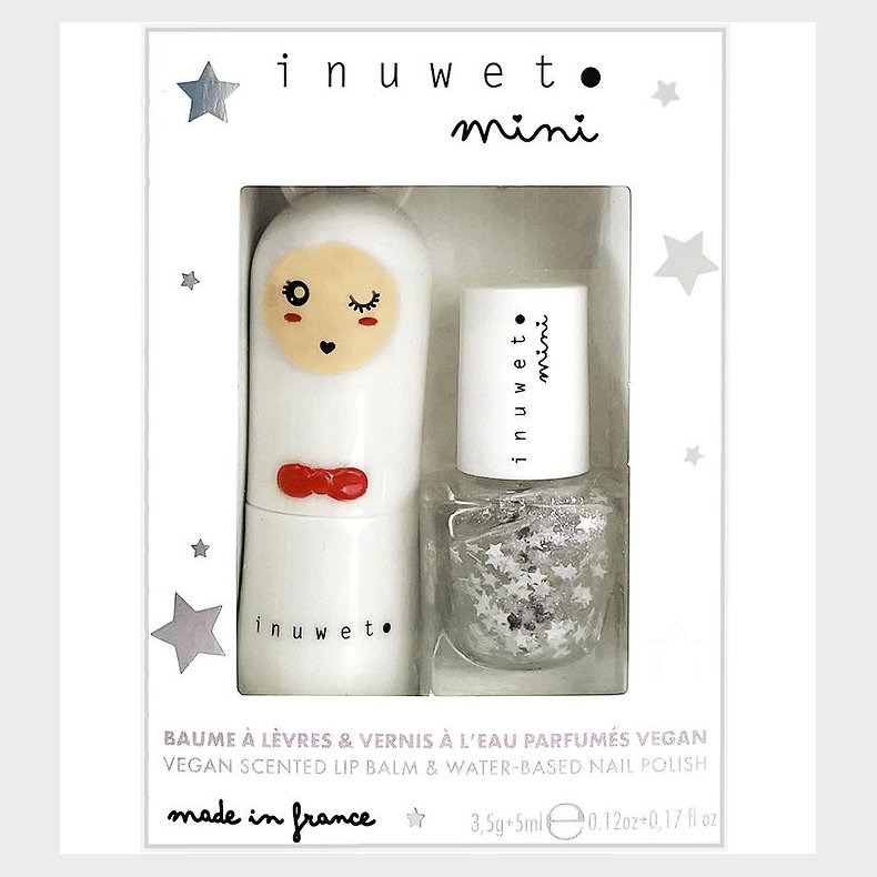 Inuwet Lbepomade/Neglelak - Cotton Candy/Stars - Hvid