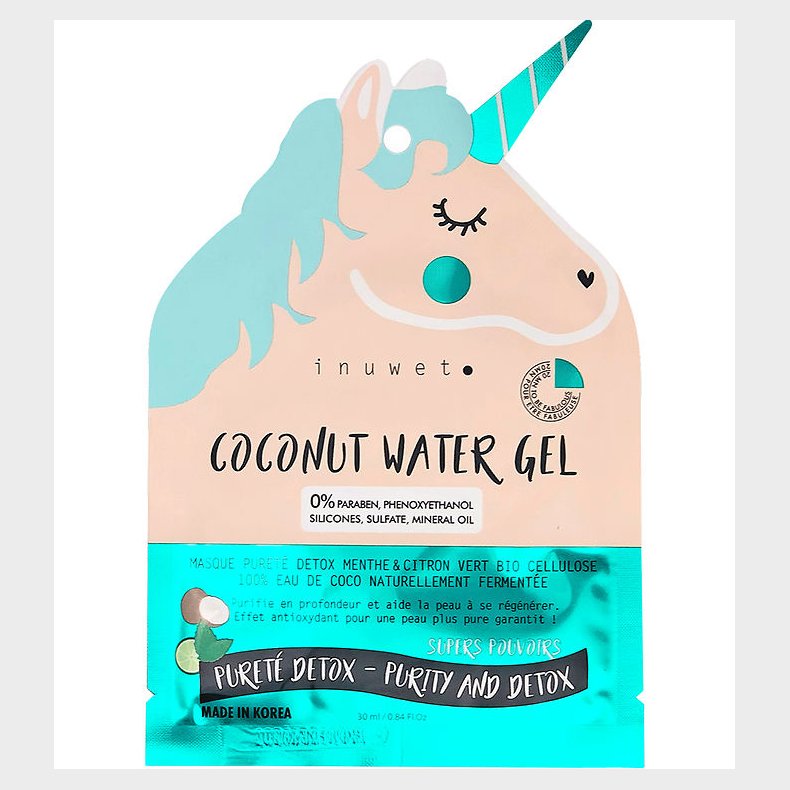 Inuwet Ansigtsmaske - Unicorn - Bio Cellulose - Coconut/Lime/Min