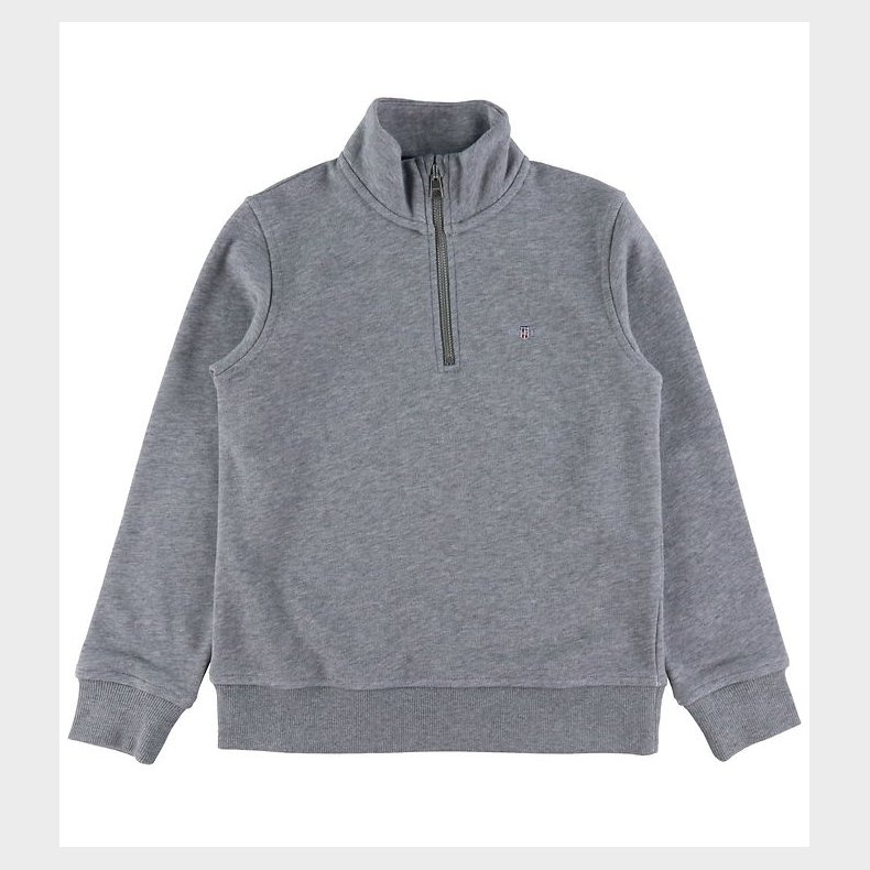 GANT Sweatshirt - Shield Half Zip - Charcoal Melange