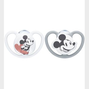 Nuk Sutter - Space - 2-pak - Mickey Mouse - Gr/Hvid