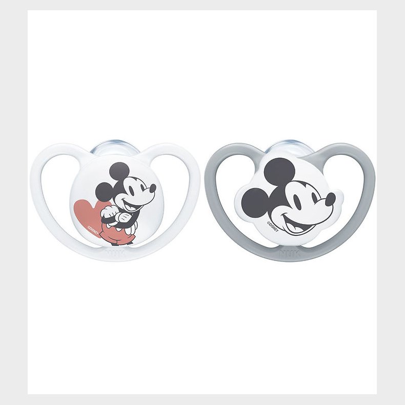Nuk Sutter - Space - 2-pak - Mickey Mouse - Gr�/Hvid