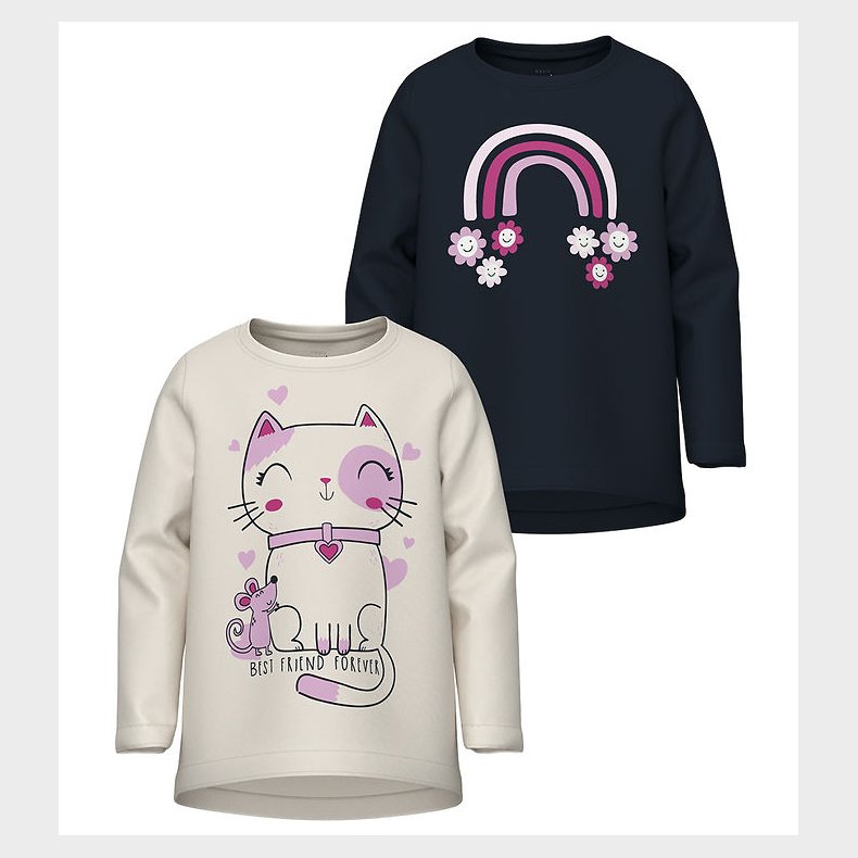 Name It Bluse - 2-pak - NmfViolet - Jet Stream/Dark Sapphire