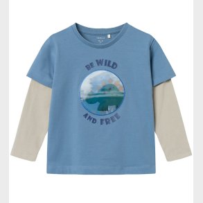 Name It Bluse - NmmKekan - Coronet Blue m. Holografisk Print