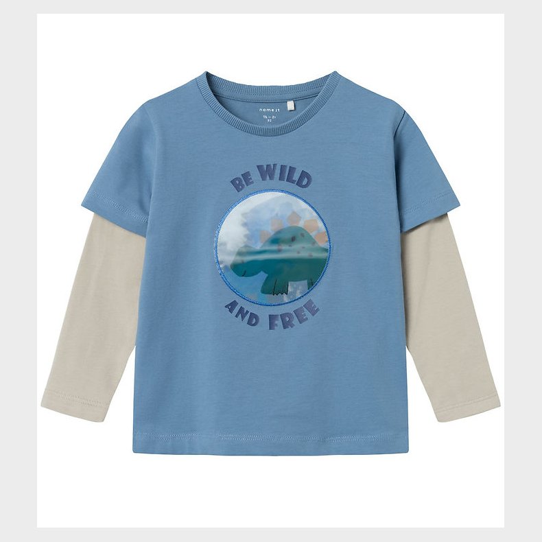 Name It Bluse - NmmKekan - Coronet Blue m. Holografisk Print