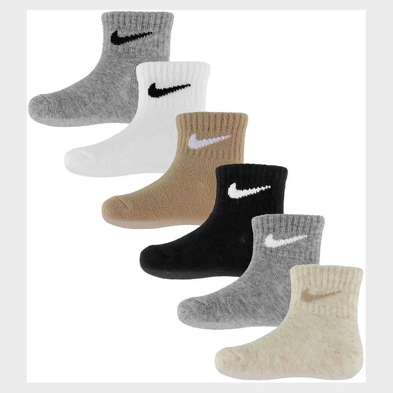Nike Str�mper - 6-pak - Gr�/Sort/Hvid/Sand