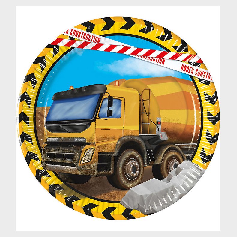 Decorata Party Paptallerkner - 8-pak - 19,5 cm - Construction