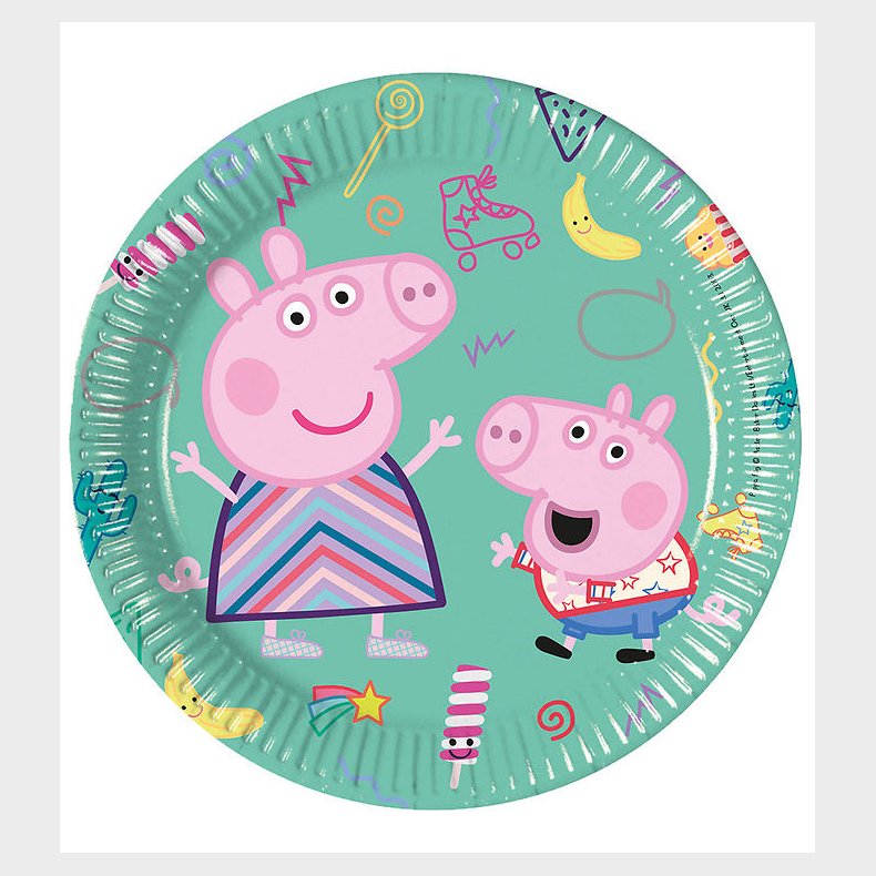 Decorata Party Paptallerkner - 8-pak - 19,5 cm - Peppa Pig Messy