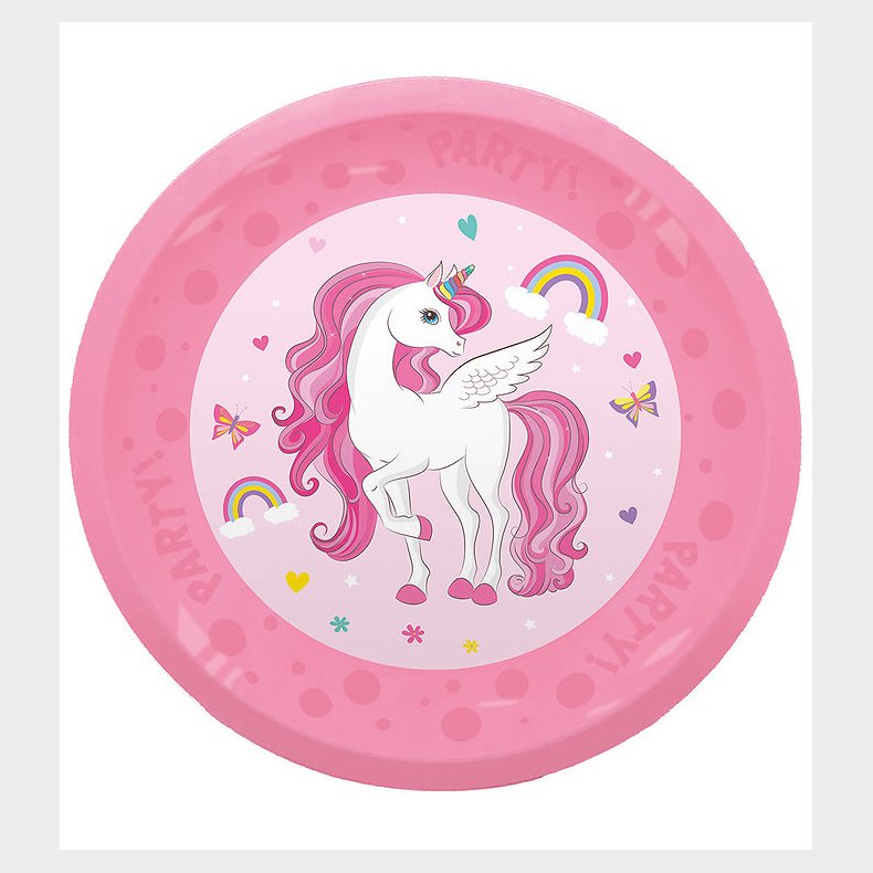 Decorata Party Plastiktallerkner - 4-pak - 21 cm - Unicorn Rainb
