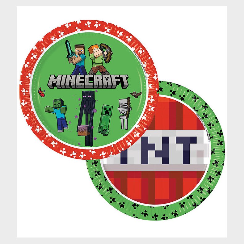 Decorata Party Paptallerkner - 8-pak - 23 cm - Minecraft