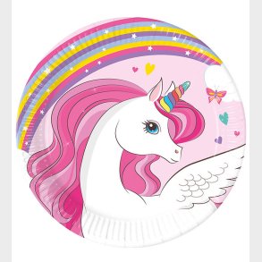 Decorata Party Paptallerkner - 8-pak - 23 cm - Unicorn Rainbow C