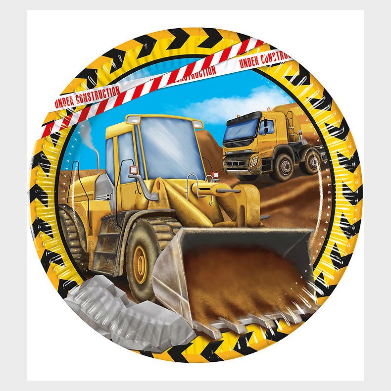 Decorata Party Paptallerkner - 8-pak - 23 cm - Construction