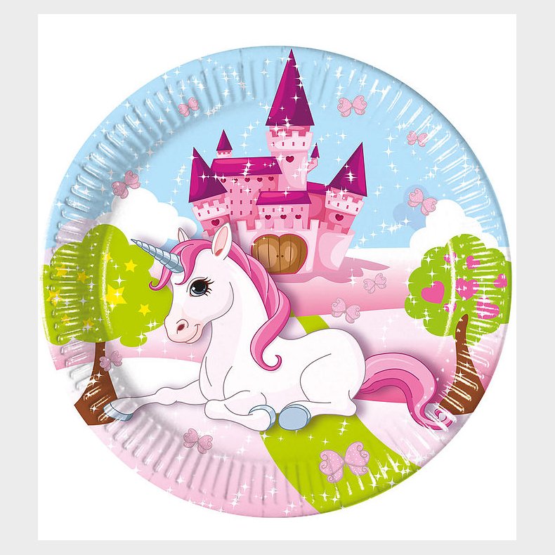 Decorata Party Paptallerkner - 8-pak - 23 cm - Unicorn
