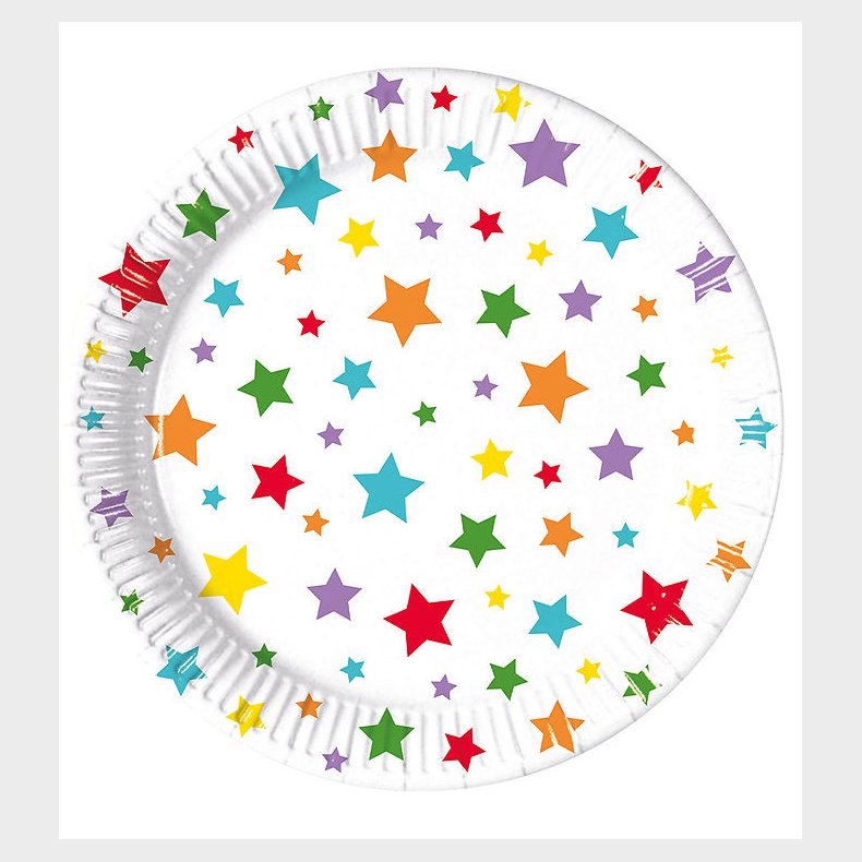 Decorata Party Paptallerkner - 8-pak - 23 cm - Multicolour Brigh