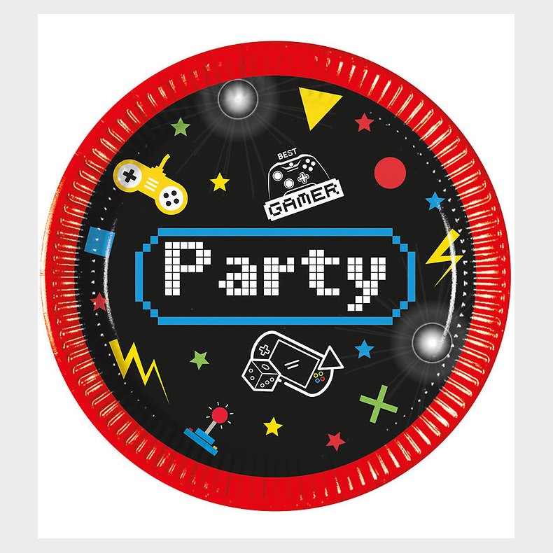 Decorata Party Paptallerkner - 8-pak - 23 cm - Gaming Party