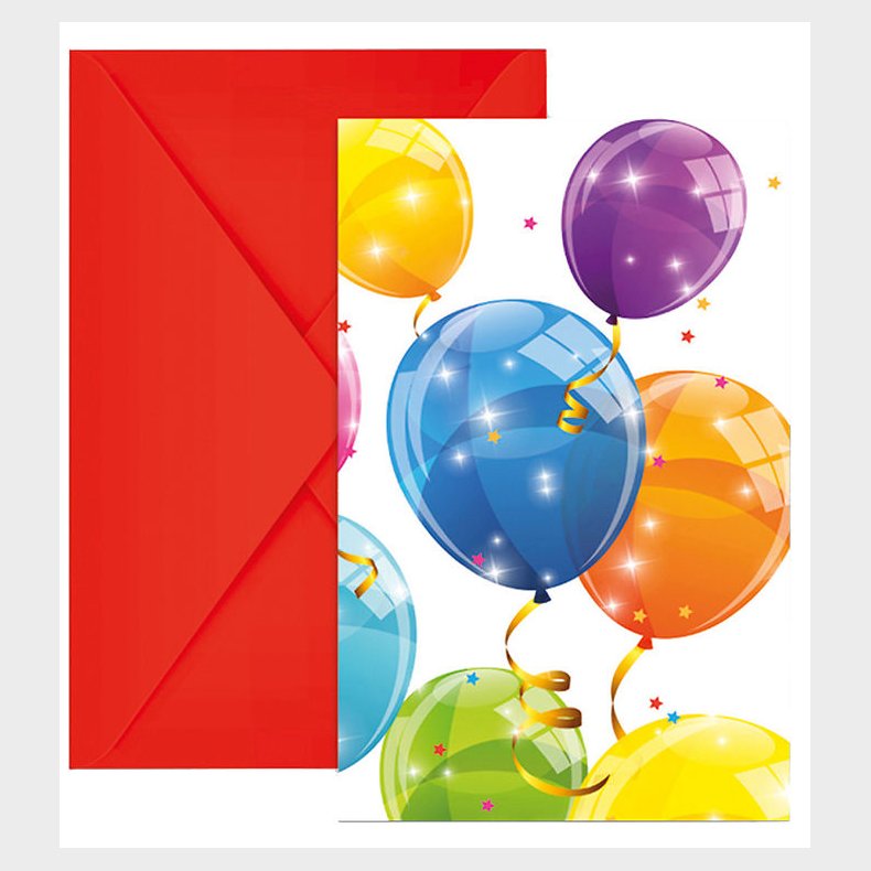 Decorata Party Invitationer - 6-pak - Sparkling Balloons