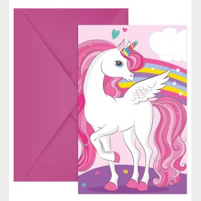 Decorata Party Invitationer - 6-pak - Unicorn Rainbow Colors