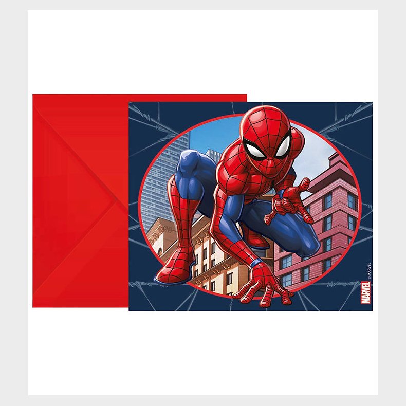 Decorata Party Invitationer - 6-pak - Spider-Man Crime Fighter