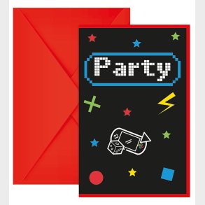 Decorata Party Invitationer - 6-pak - Gaming Party