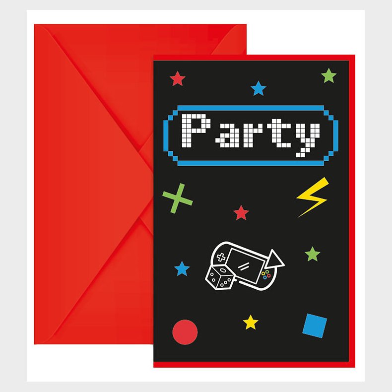 Decorata Party Invitationer - 6-pak - Gaming Party