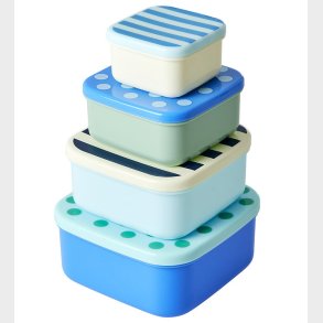 Rice Madbeholdere - 4 stk. - Bl m. Striber/Prikker