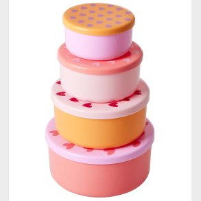 Rice Madbeholdere - 4 stk. - Lyserd m. Hjerter