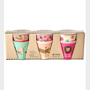 Rice Kopper - Melamin - 6 stk. - 160 ml - Pink/Jungle Print