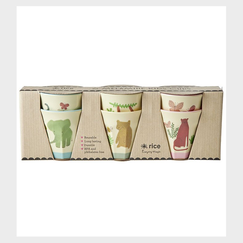 Rice Kopper - Melamin - 6 stk. - 160 ml - Creme/Sweet Jungle