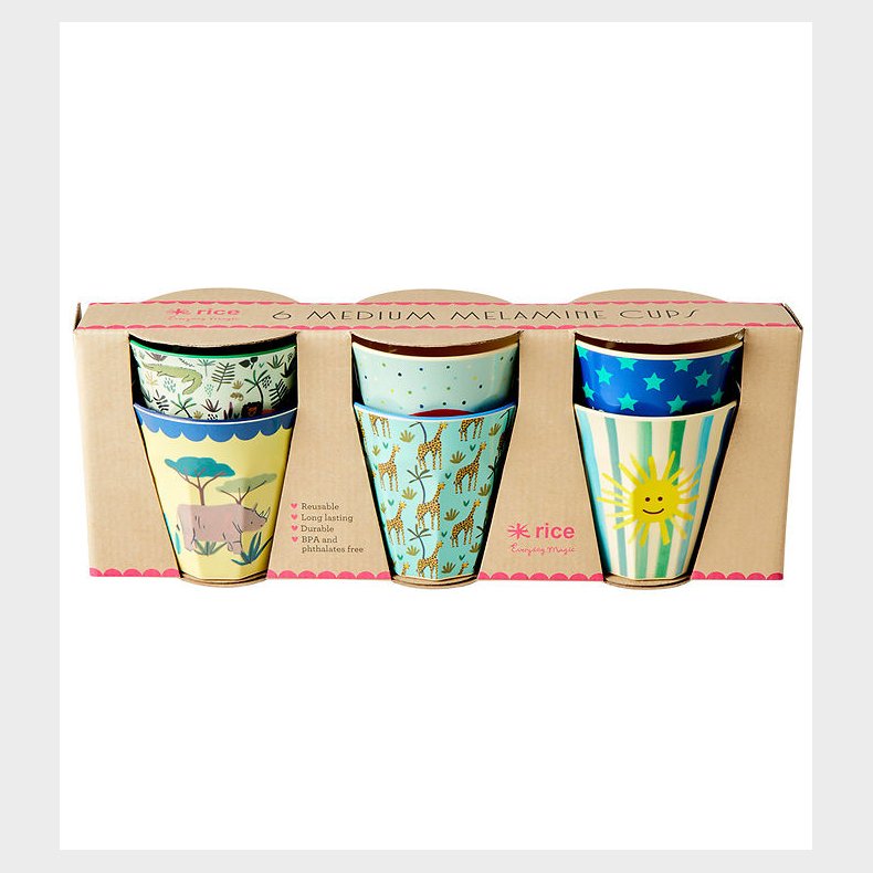 Rice Kopper - Melamin - 6 stk. - 160 ml - Bl/Funky Prints