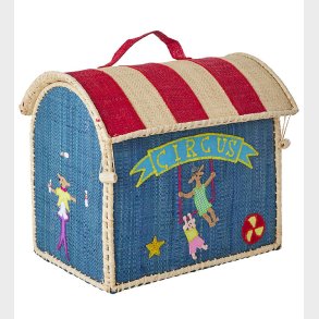 Rice Opbevaringskurv - Ekstra Lille Raffia Hus - Bl/Circus