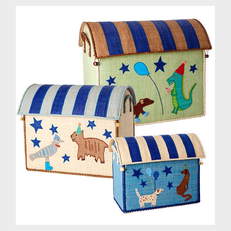 Rice Opbevaringskurve - Raffia - 3 stk. - 52/45/37 cm - Blue Par