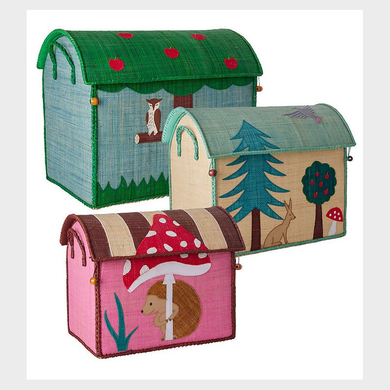 Rice Opbevaringskurve - Raffia - 3 stk. - Happy Forest