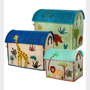 Rice Opbevaringskurve - Raffia - 3 stk. - 52/45/37 cm - Jungle