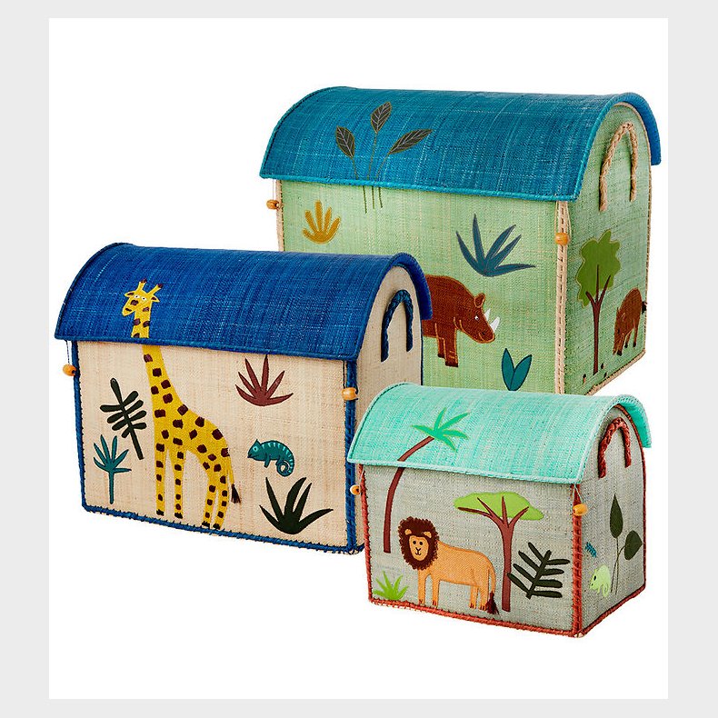 Rice Opbevaringskurve - Raffia - 3 stk. - 52/45/37 cm - Jungle