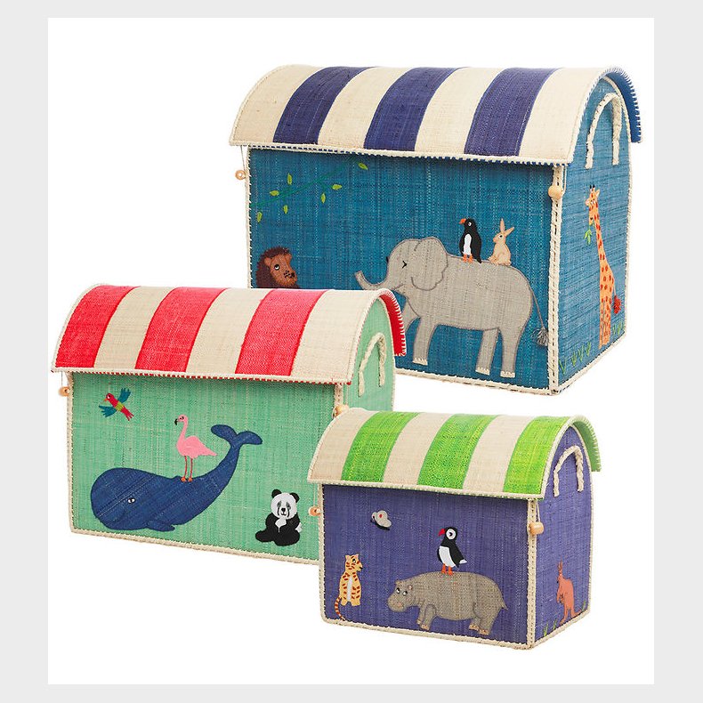 Rice Opbevaringskurve - Raffia - 3 stk. - 52/45/37 cm - Animal