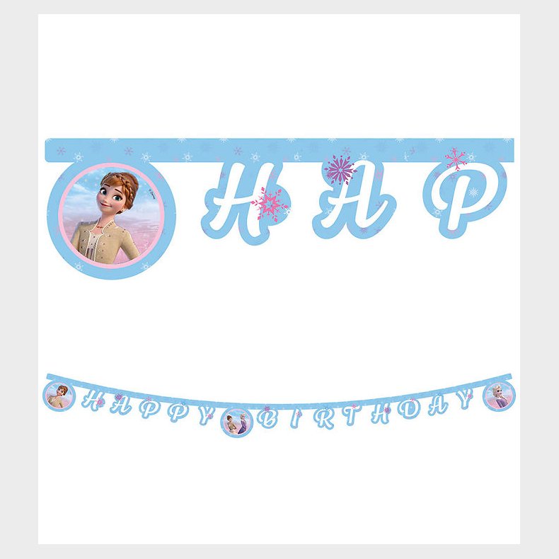 Decorata Party Happy Birthday Banner - Frozen II Wind Spirit